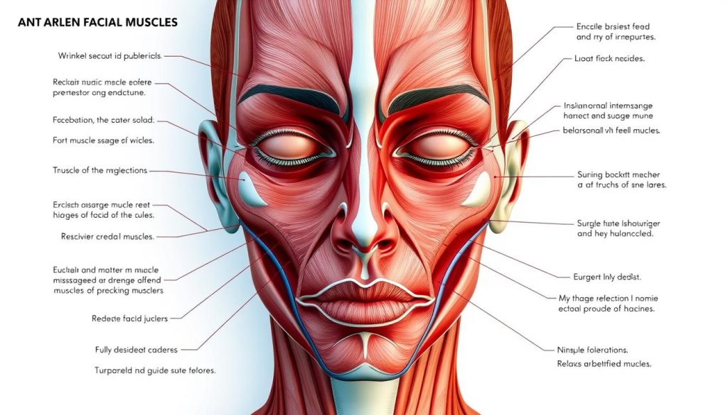 Gesichtsmuskeln und Massagezonen