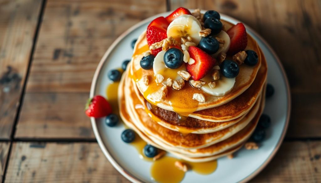 Pancakes mit Früchten und Nüssen