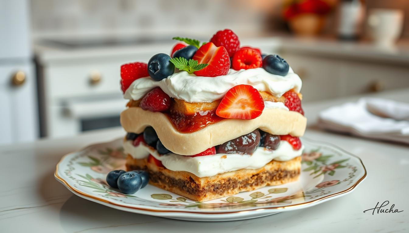 Eierfreies Tiramisu mit frischen Früchten