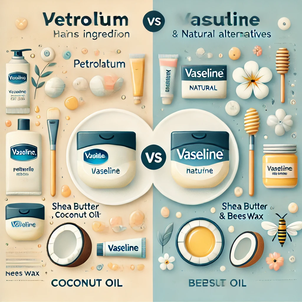 Infografik zum Vergleich von Vaseline & natürlichen Alternativen