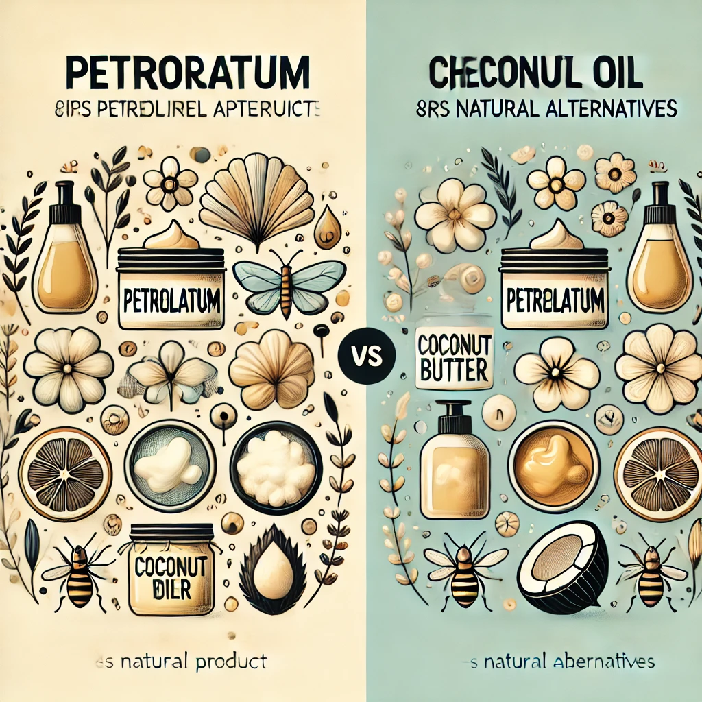 Vergleichsinfografik von Petrolatum & natürlichen Alternativen