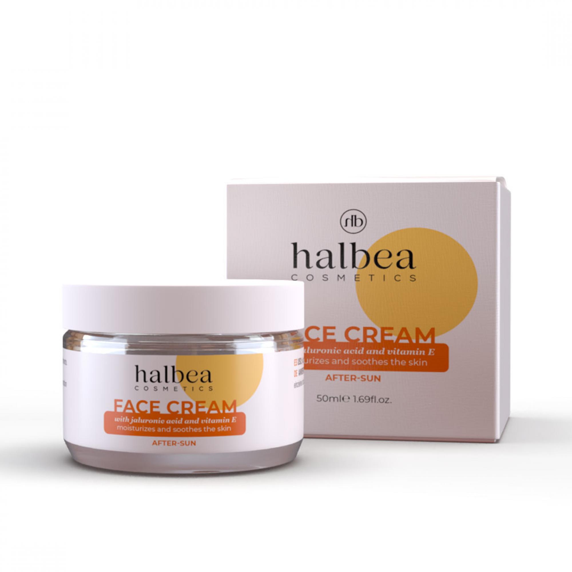 After-Sun-Gesichtscreme mit Hyaluronsäure und Vitamin E von Halbea Sorgenta