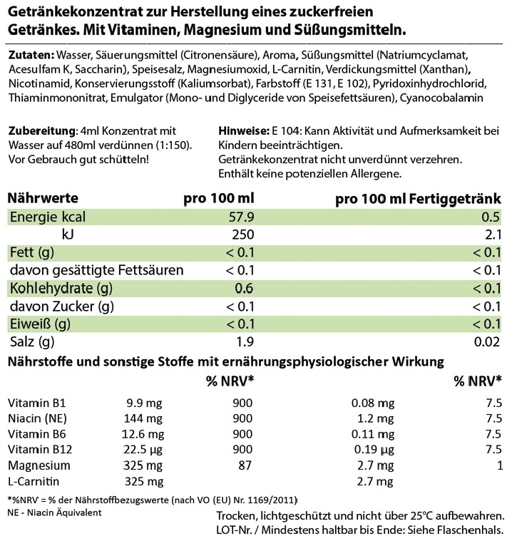 HC Refresh Liquid Waldmeister Konzentrat 1zu150 - Zuckerfreier Sirup zutaten