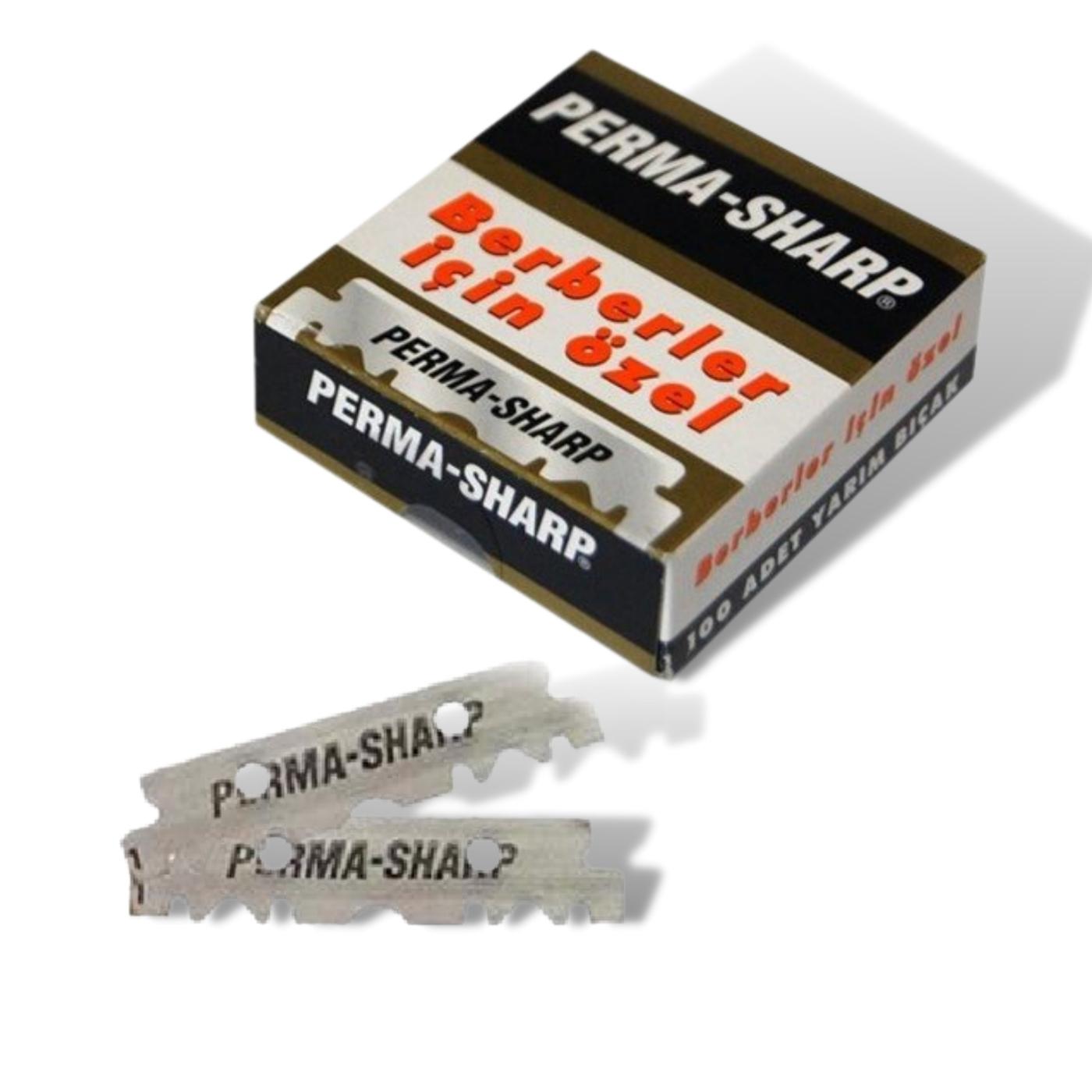 Perma-Sharp halbe Klinge Rasierklingen Packungsinhalt 100 Stück ausgepackt